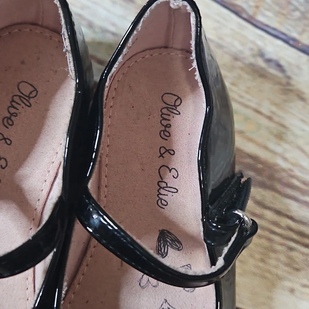 🔥Olive & Edie Bella Sparkle Black Patton Girl Dress‎ Shoes Size 8M